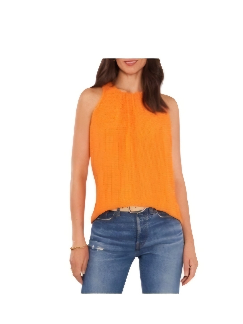 Vince Camuto Orange Polka Dot Sleeveless Swing Tank
